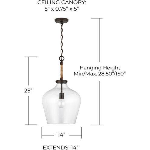 Boland 1 Light 14 inch Bronze Pendant Ceiling Light