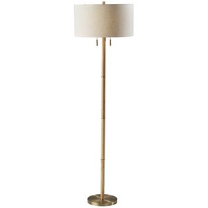 Madeline 66 inch 150.00 watt Natural Rubberwood and Antique Brass Floor Lamp Portable Light