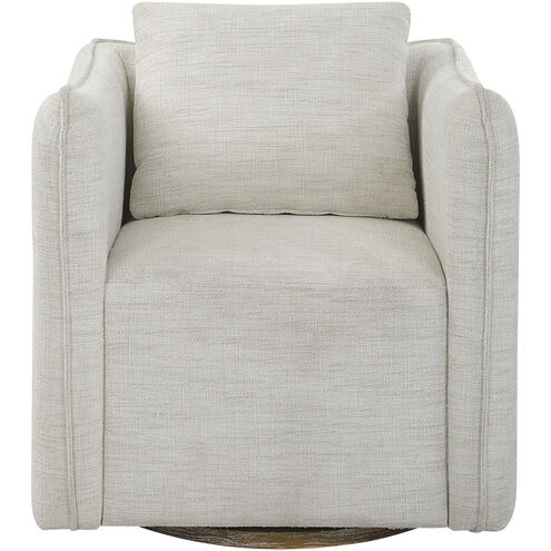 Corben Off-White Fabric Swivel Armchair