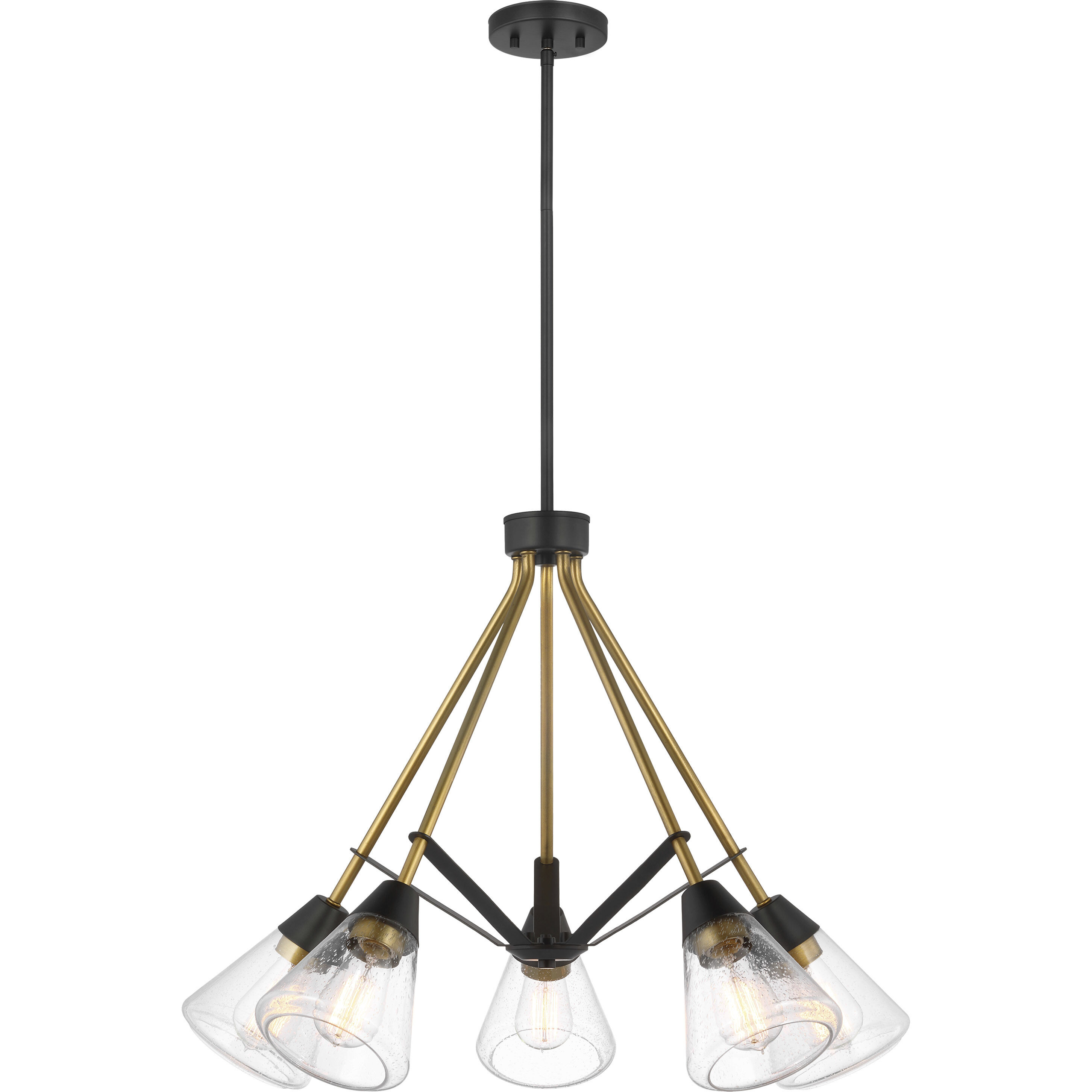 Starlight 5 Light 28.13 inch Matte Black and Natural Brass Chandelier Ceiling Light