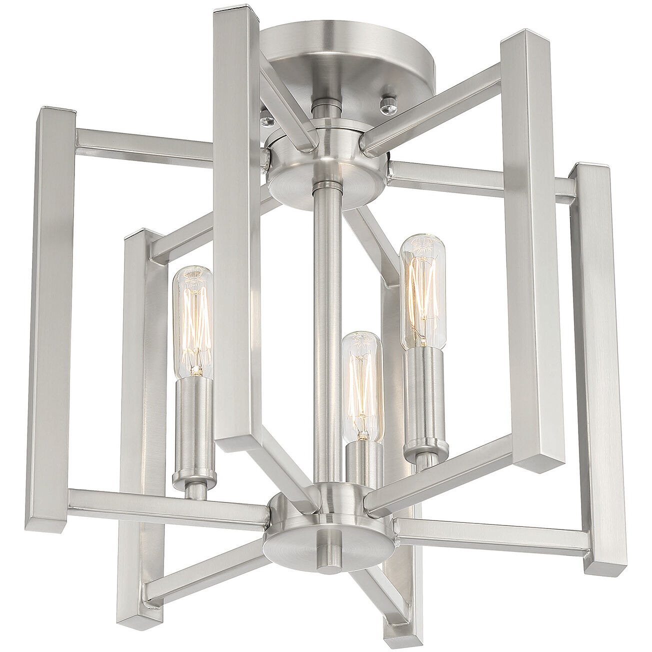 Benson 3 Light 13 inch Satin Nickel Semi-Flush Ceiling Light, Essentials