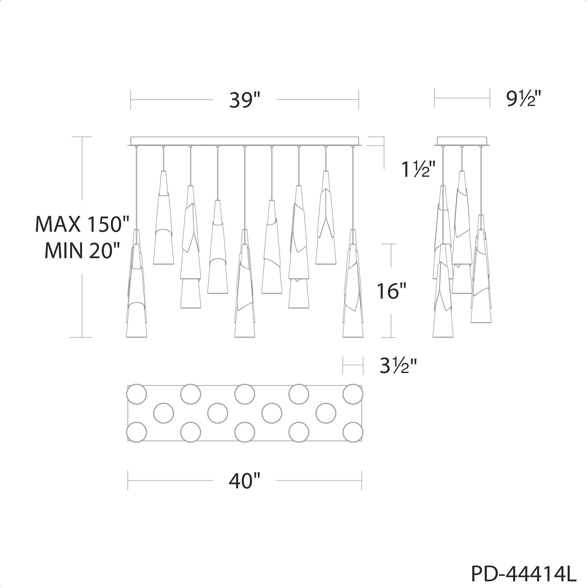 Kilt 14 Light 10 inch Aged Brass Multi-Light Pendant Ceiling Light