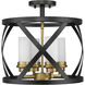 Malcalester 4 Light 15 inch Matte Black and Olde Brass Semi Flush Mount Ceiling Light