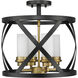 Malcalester 4 Light 15 inch Matte Black and Olde Brass Semi Flush Mount Ceiling Light