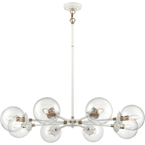 Boudreaux 8 Light 36 inch Matte White with Satin Brass Chandelier Ceiling Light