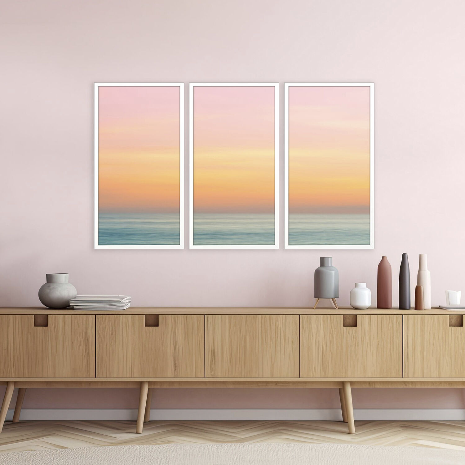 Expanse Yellow and Orange and Pink and Turquoise Framed Art