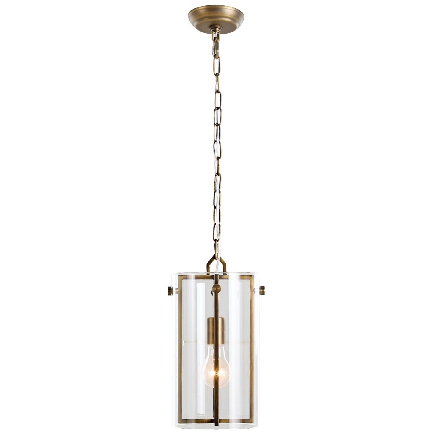 Sharon 1 Light 8.5 inch Antique Brass / Clear Glass Pendant Ceiling Light