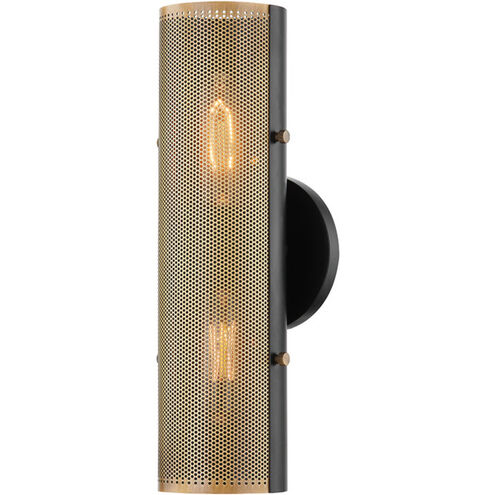 Mikka 2 Light 75 inch Patina Brass/Soft Black Wall Sconce Wall Light