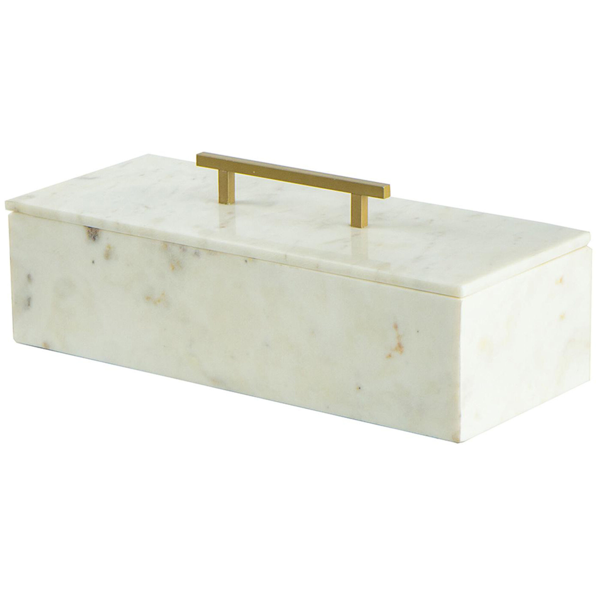 Anita 14.4 X 5.9 inch White and Brass Box