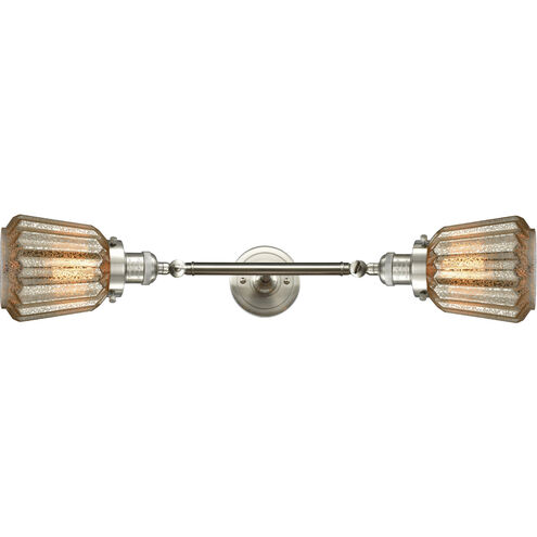 Franklin Restoration Chatham LED 16 inch Brushed Satin Nickel Bath Vanity Light Wall Light in Mercury Glass, Franklin Restoration