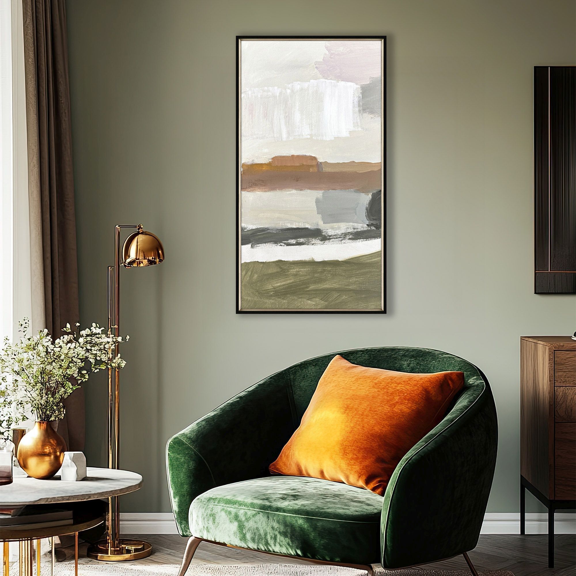 Westward Green and Gray and Rust and White Framed Art