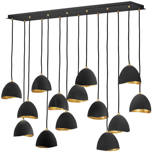 Lisa McDennon Nula LED 49 inch Shell Black with Gold Leaf Indoor Linear Chandelier Ceiling Light