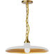 Quentin LED 18 inch Aged Brass Pendant Ceiling Light in Matte White/Gold
