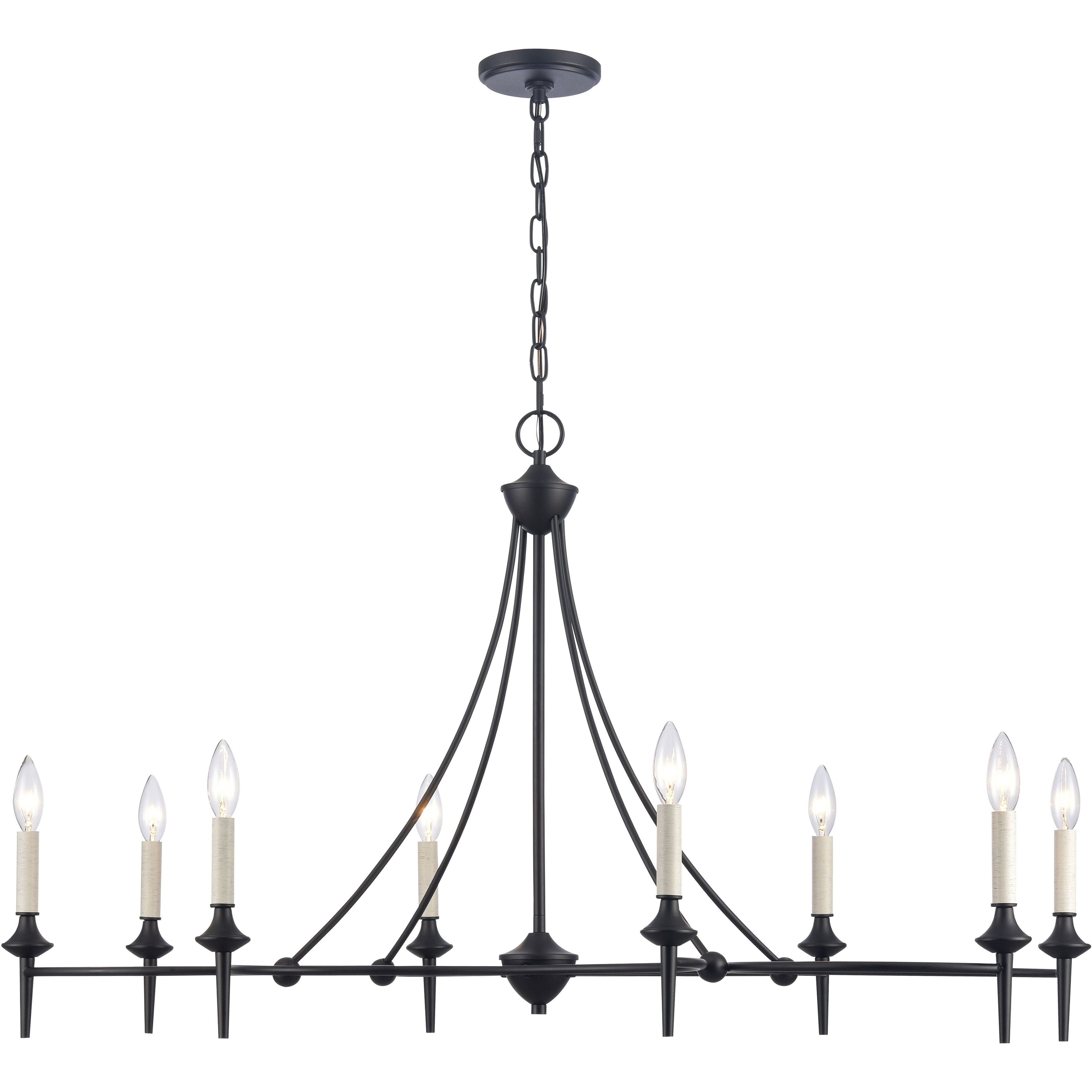 Solomon 8 Light 42 inch Matte Black Linear Chandelier Ceiling Light