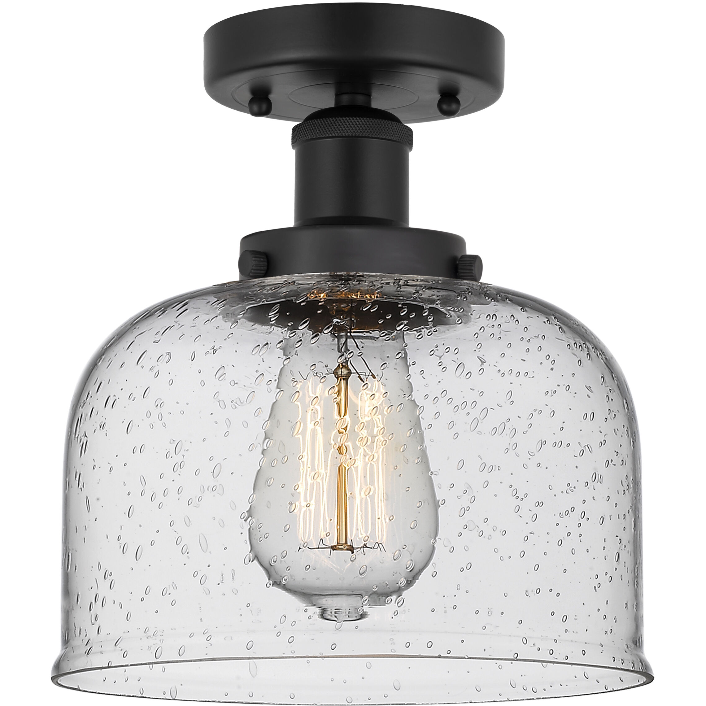 Bell 1 Light 6.5 inch Matte Black Semi-Flush Mount Ceiling Light