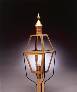 Boston 3 Light 38 inch Antique Brass Post Lantern in Clear Glass, No Chimney, Candelabra