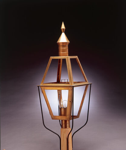 Boston 1 Light 38 inch Dark Brass Post Lamp in Seedy Marine Glass, One 75W Medium with Chimney