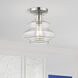 Everett 1 Light 9 inch Brushed Nickel with Chrome Finish Accents Semi-Flush Ceiling Light