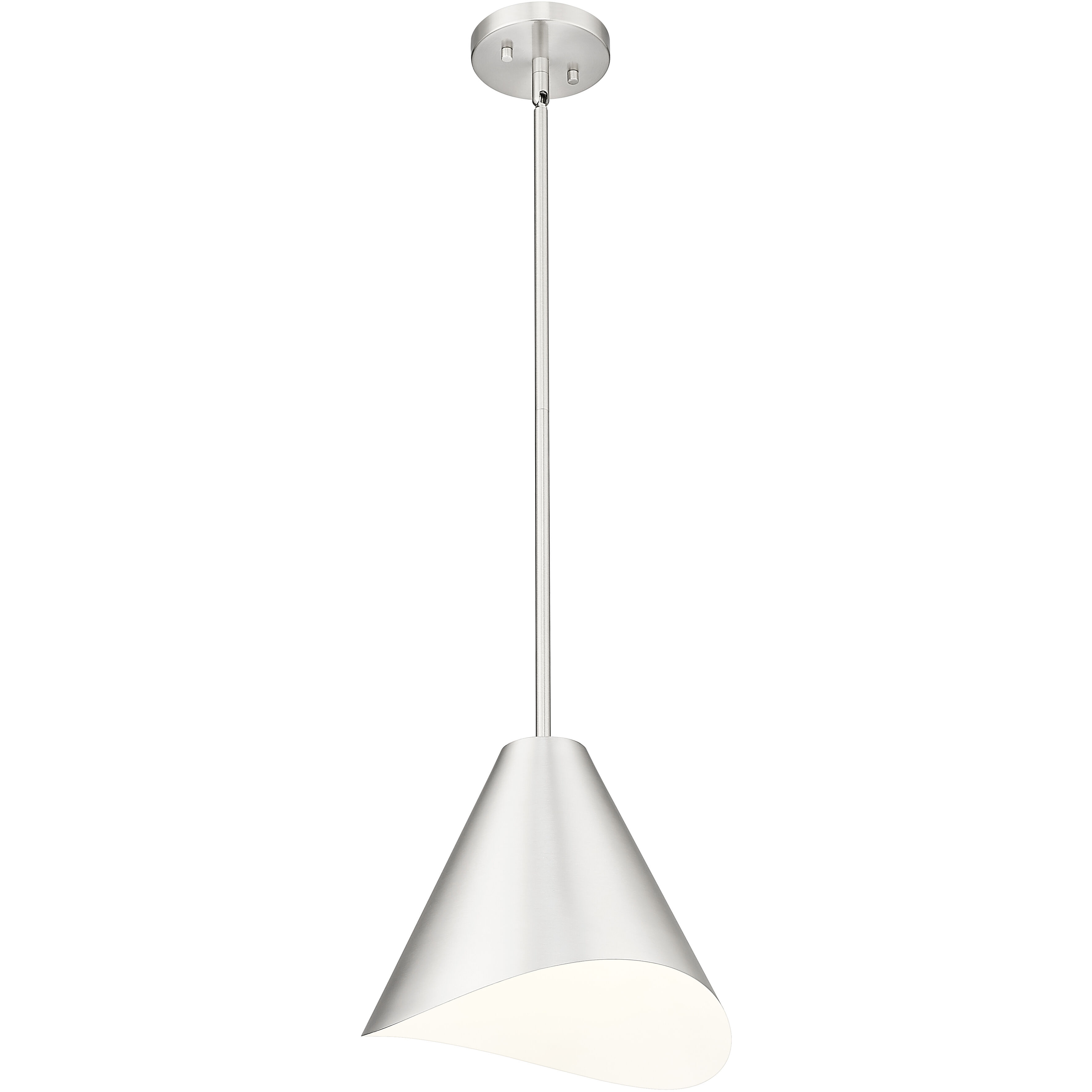 Aria 1 Light 12 inch Brushed Nickel Pendant Ceiling Light in Brushed Nickel & Inner White