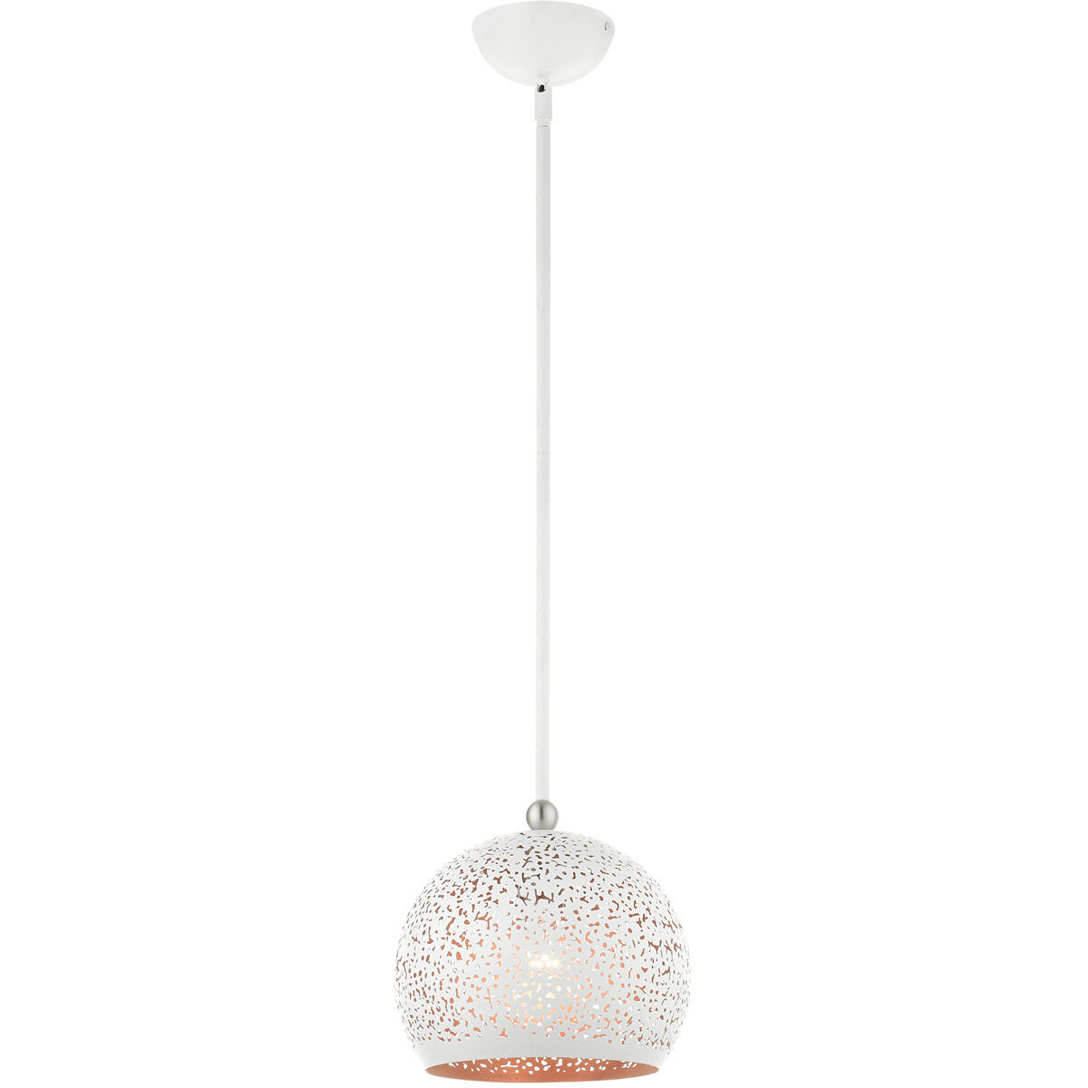 Charlton 1 Light 9.88 inch White with Brushed Nickel Accents Pendant Ceiling Light