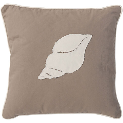 Conch Shell 17.7 inch Sandy Brown and White Pillow