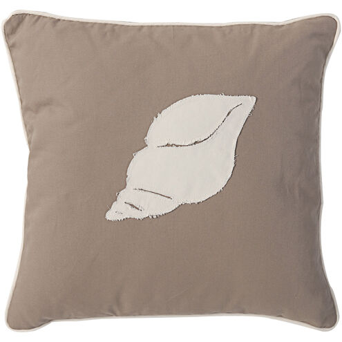 Conch Shell 18 inch Sandy Brown and White Pillow