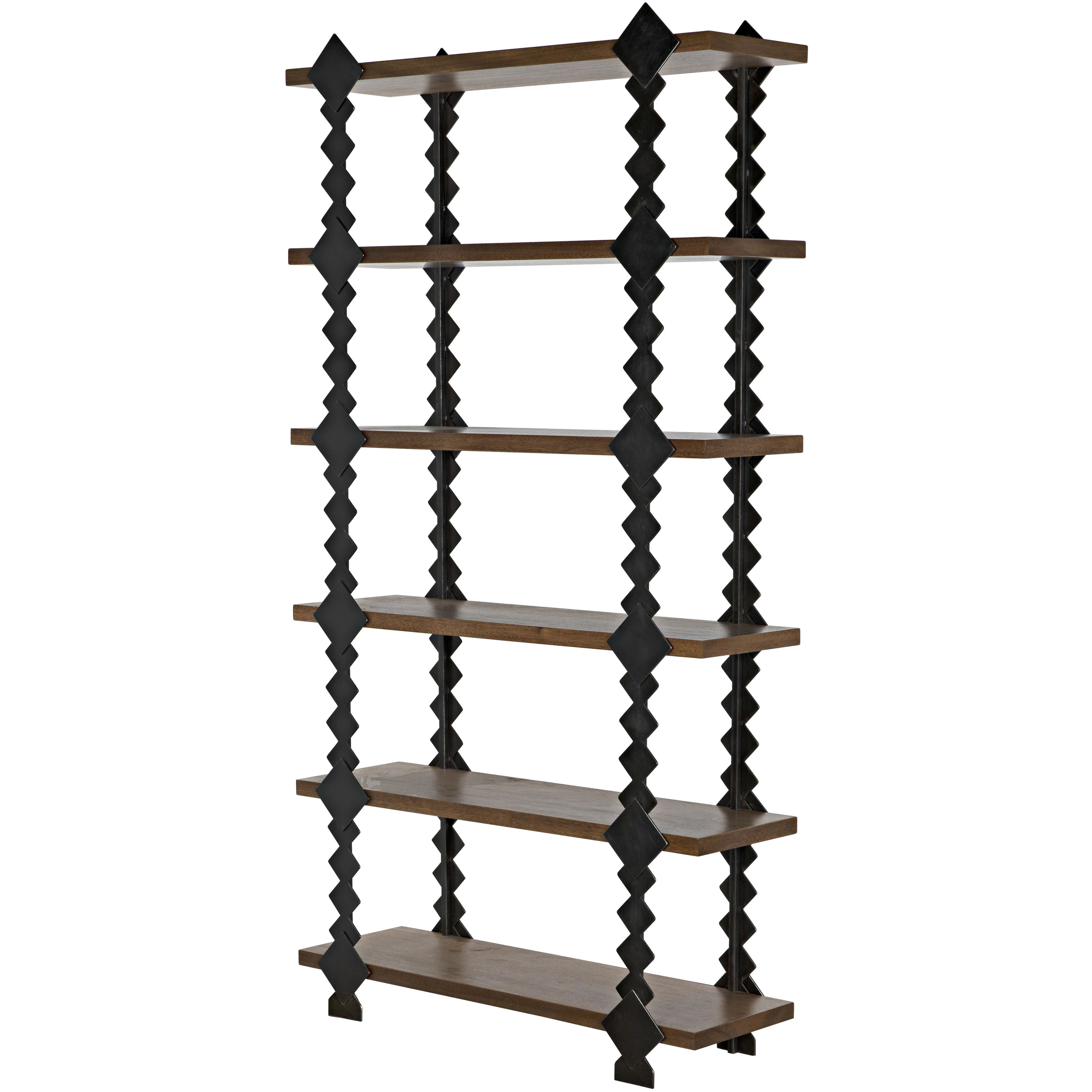 Page 90.5 X 48 X 15 inch Dark Walnut and Black Metal Shelf