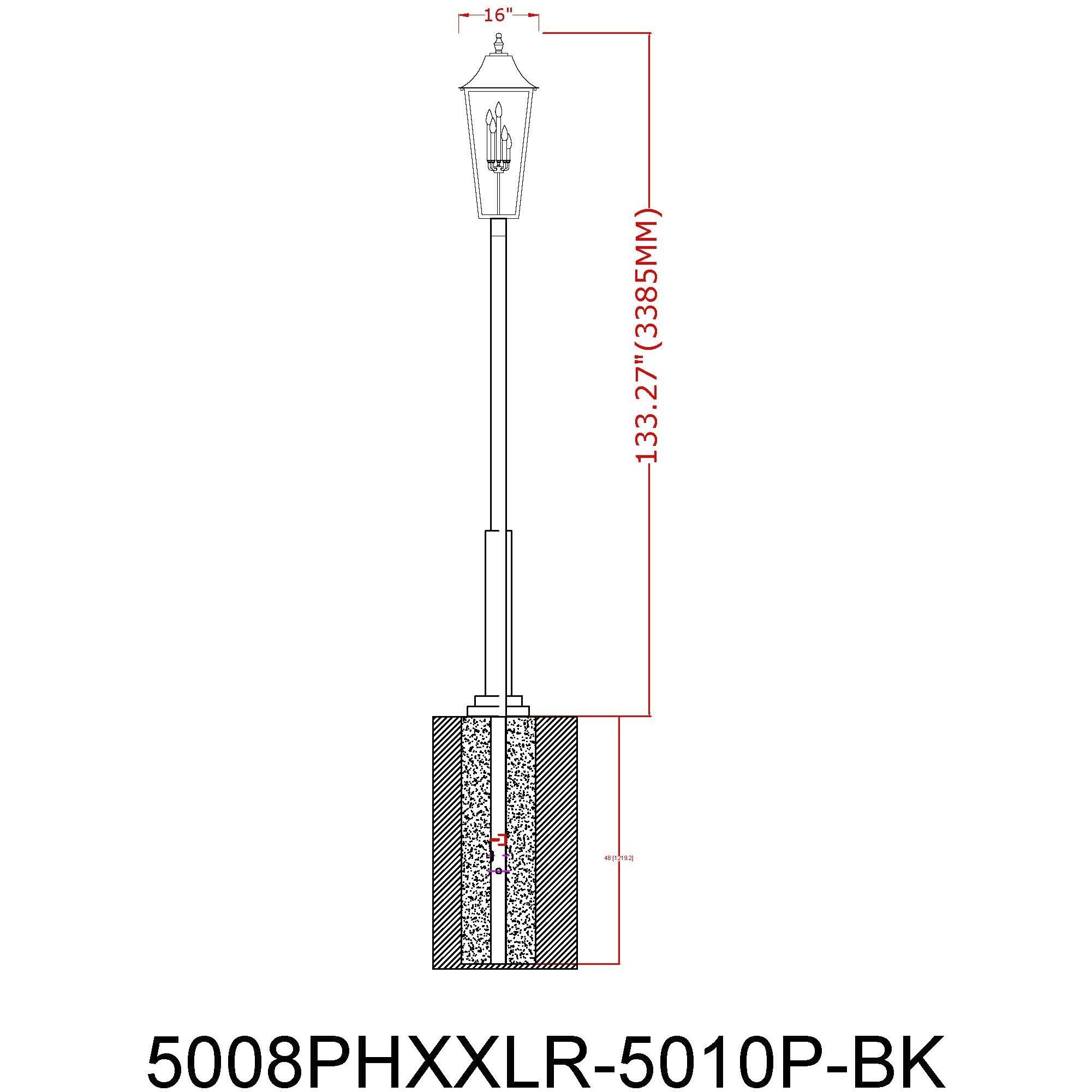 Gannon 5 Light 134.75 inch Black Outdoor Post Mounted Fixture in G9