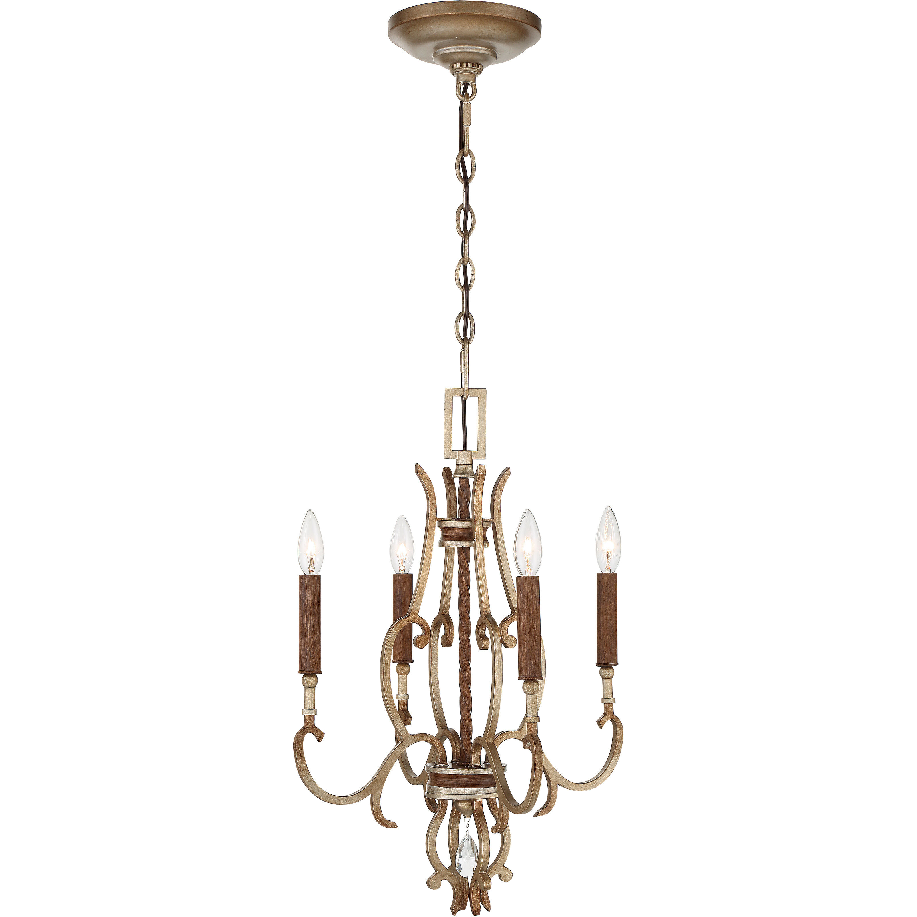 Magnolia Manor 4 Light 16.5 inch Pale Gold with Distressed Bronze Chandelier Ceiling Light