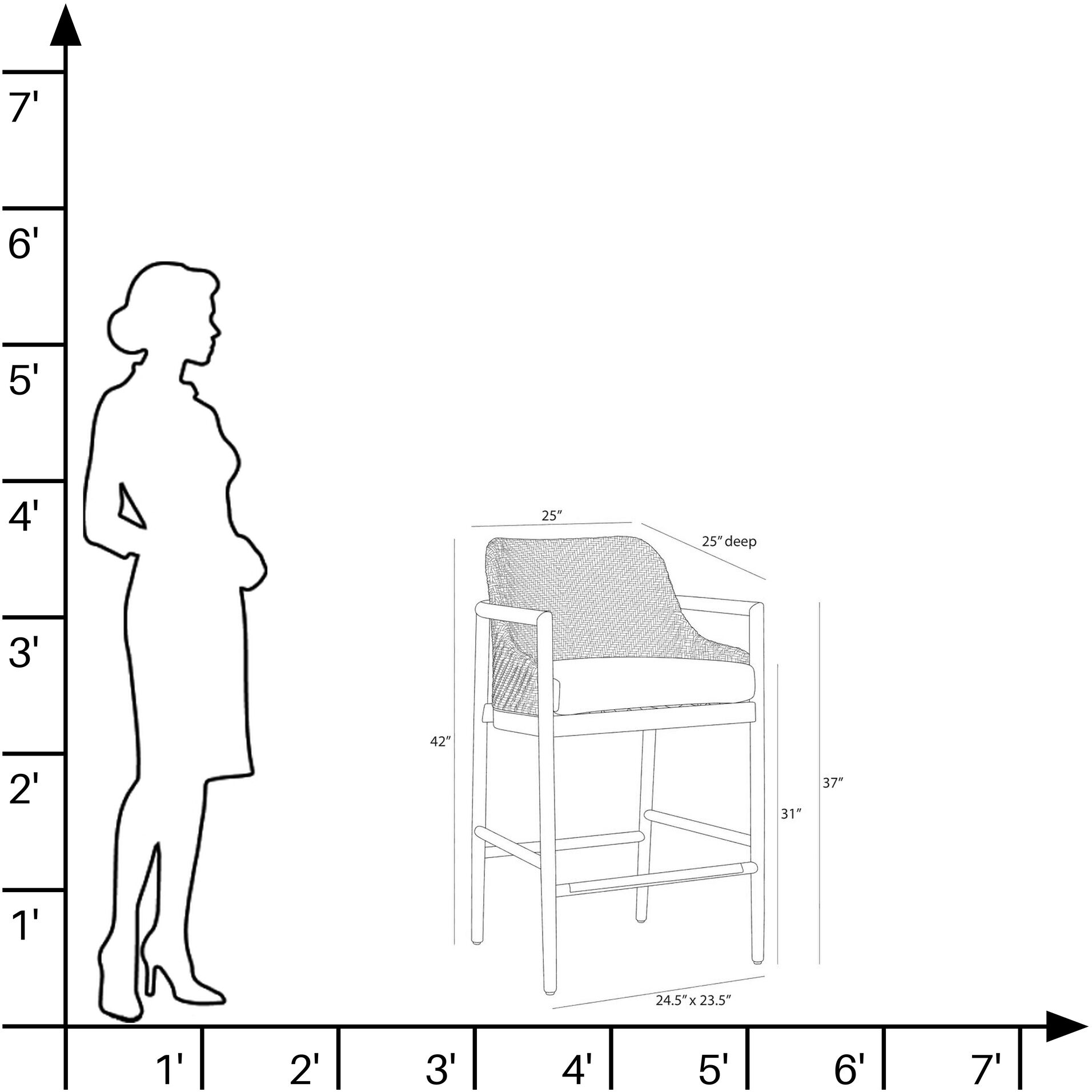 Chilton 42 inch Pearl and Dark Blonde with Natural Outdoor Bar Stool