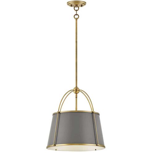 Clarke 1 Light 16.25 inch Lacquered Dark Brass with Dark Matte Grey Indoor Chandelier Ceiling Light