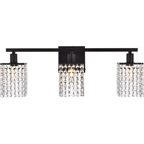 Phineas 3 Light 24 inch Black Bath Sconce Wall Light