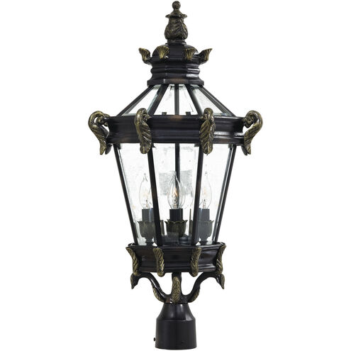 Stratford Hall 4 Light 28 inch Heritage/Gold Outdoor Post Mount Lantern, Great Outdoors