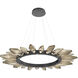 Rock Crystal LED Matte Black Chandelier Ceiling Light, Radial Ring