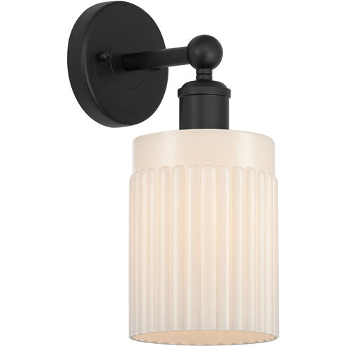 Edison Hadley 1 Light 5 inch Matte Black Sconce Wall Light in Matte White Glass