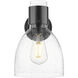 Downtown Urban Lawton Bell Armed Sconce Wall Light in Matte Black, Seedy