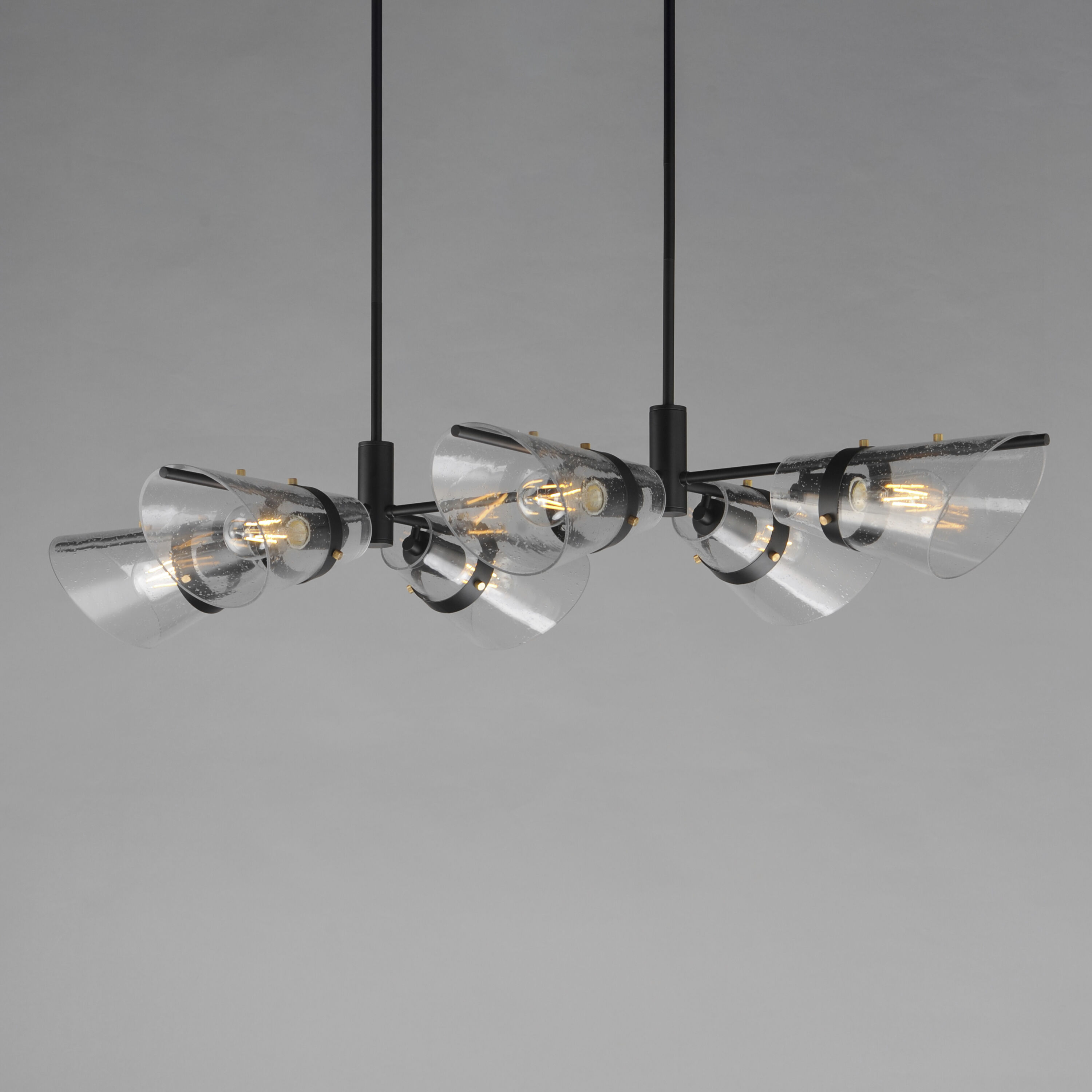 Finch Linear Pendant Ceiling Light in Seedy, Dark BronzeandAntique Brass