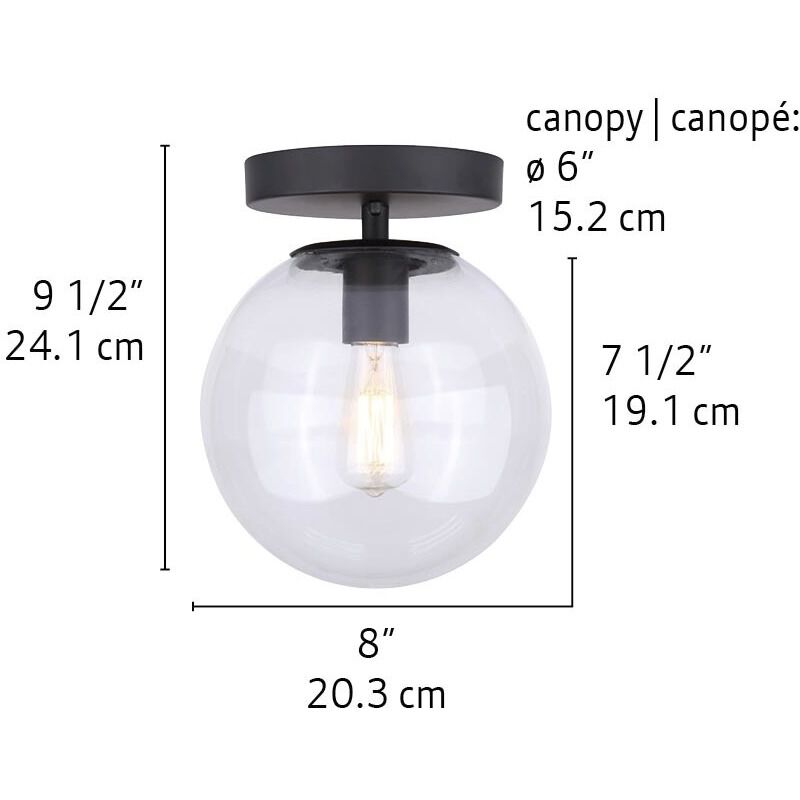 Camilo 1 Light 8 inch Matte Black Flush Mount Ceiling Light in Clear Glass