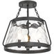 Crawford 3 Light 15 inch Matte Black Semi-Flush Ceiling Light