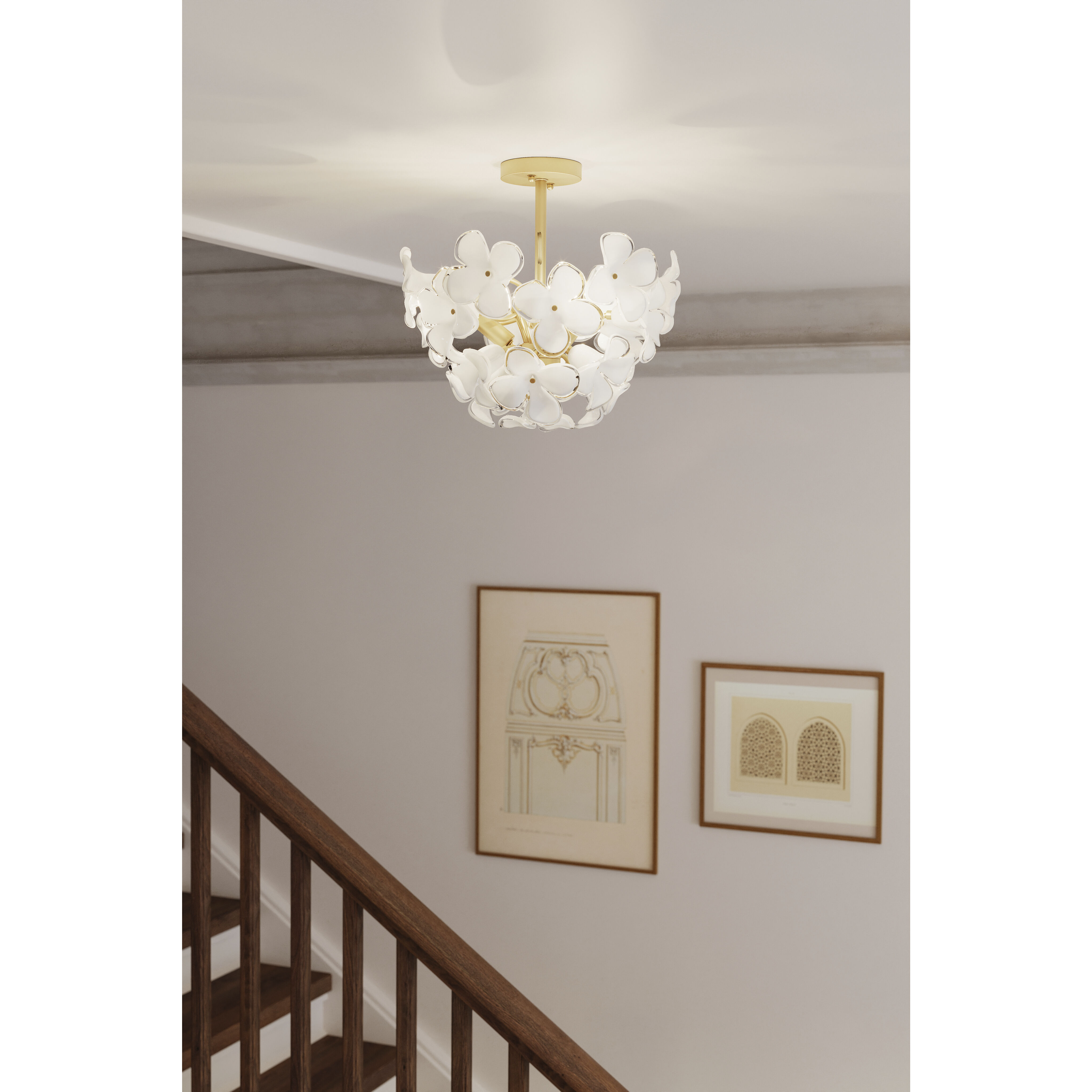 Bloome 3 Light 16.75 inch Legacy Brass Semi-Flush Mount Ceiling Light