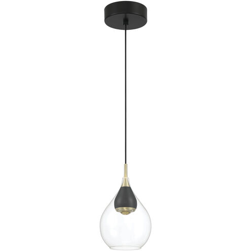 Arabesque LED 5.75 inch Coal And Brushed Gold Mini Pendant Ceiling Light