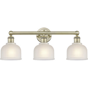 Dayton 3 Light 23.5 inch Antique Brass and White Bath Vanity Light Wall Light