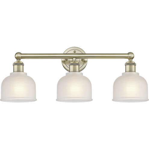 Dayton 3 Light 23.5 inch Antique Brass Bath Vanity Light Wall Light in White