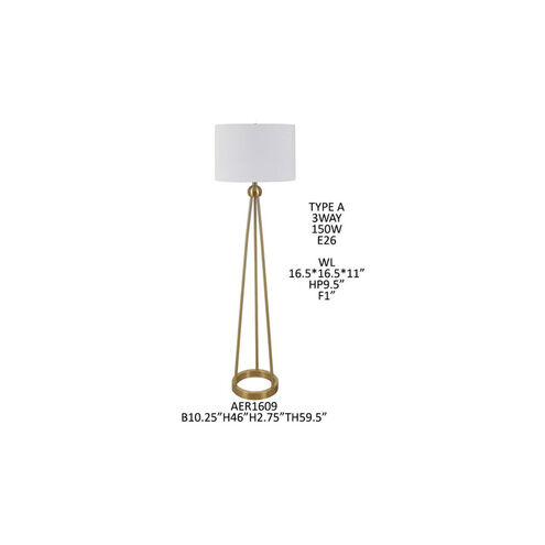 Josephine 59.5 inch 150 watt Antiqued Gold Floor Lamp Portable Light
