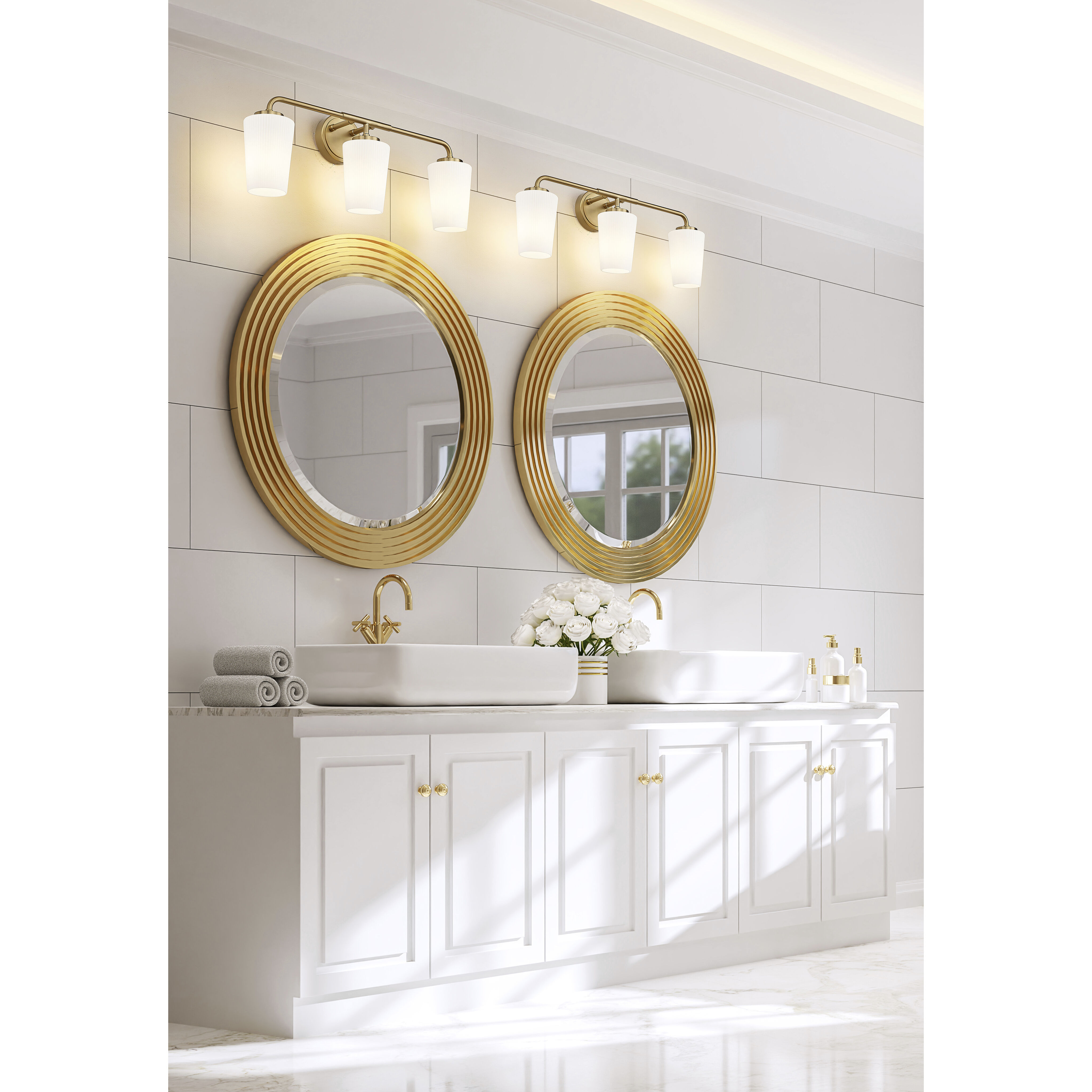 Montford 3 Light 24 inch Modern Gold Bath Vanity Light Wall Light