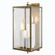 Back Bay 3 Light 24.5 inch Aged Brass with Clear Outdoor Wall Sconce, Large