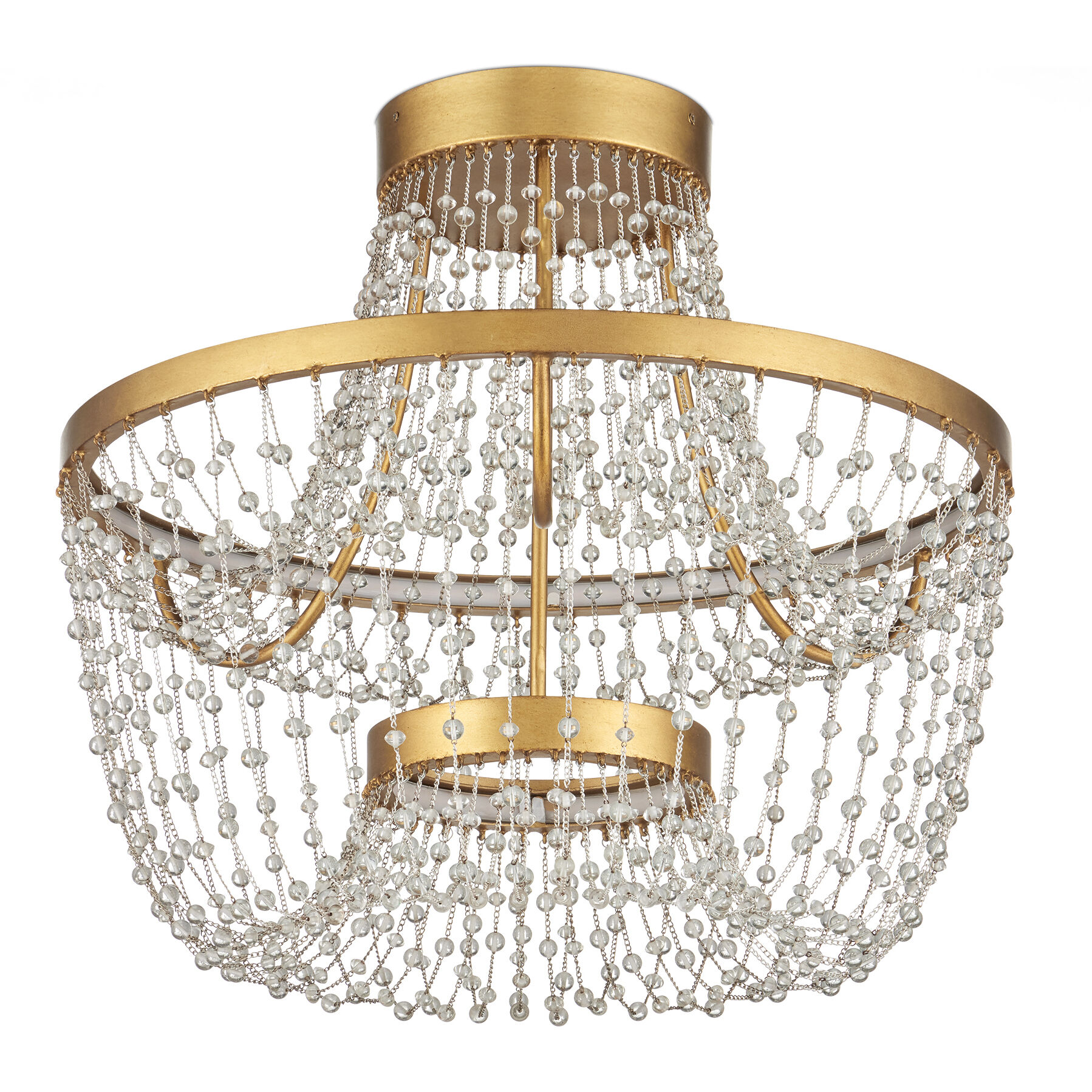 Mademoiselle 2 Light 22 inch Clear/Contemporary Gold Leaf/Contemporary Gold Semi-Flush Mount Ceiling Light