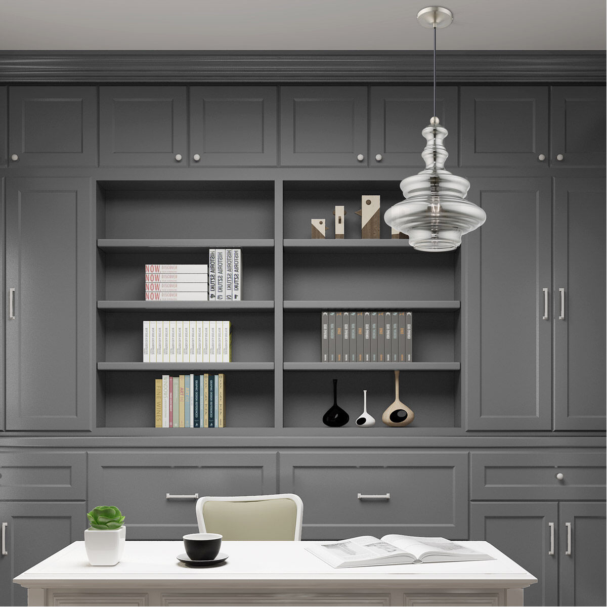 Art Glass 1 Light 12 inch Brushed Nickel Mini Pendant Ceiling Light