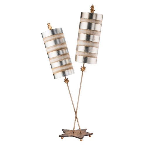 Nettle Luxe 40 inch 60.00 watt Gold Leafed With Cream Table Lamp Portable Light, Flambeau