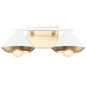 Matteo Lighting Velax 2 Light 18.3 inch White Wall Sconce Wall Light in White and Aged Gold Brass S06802WHAG - Open Box